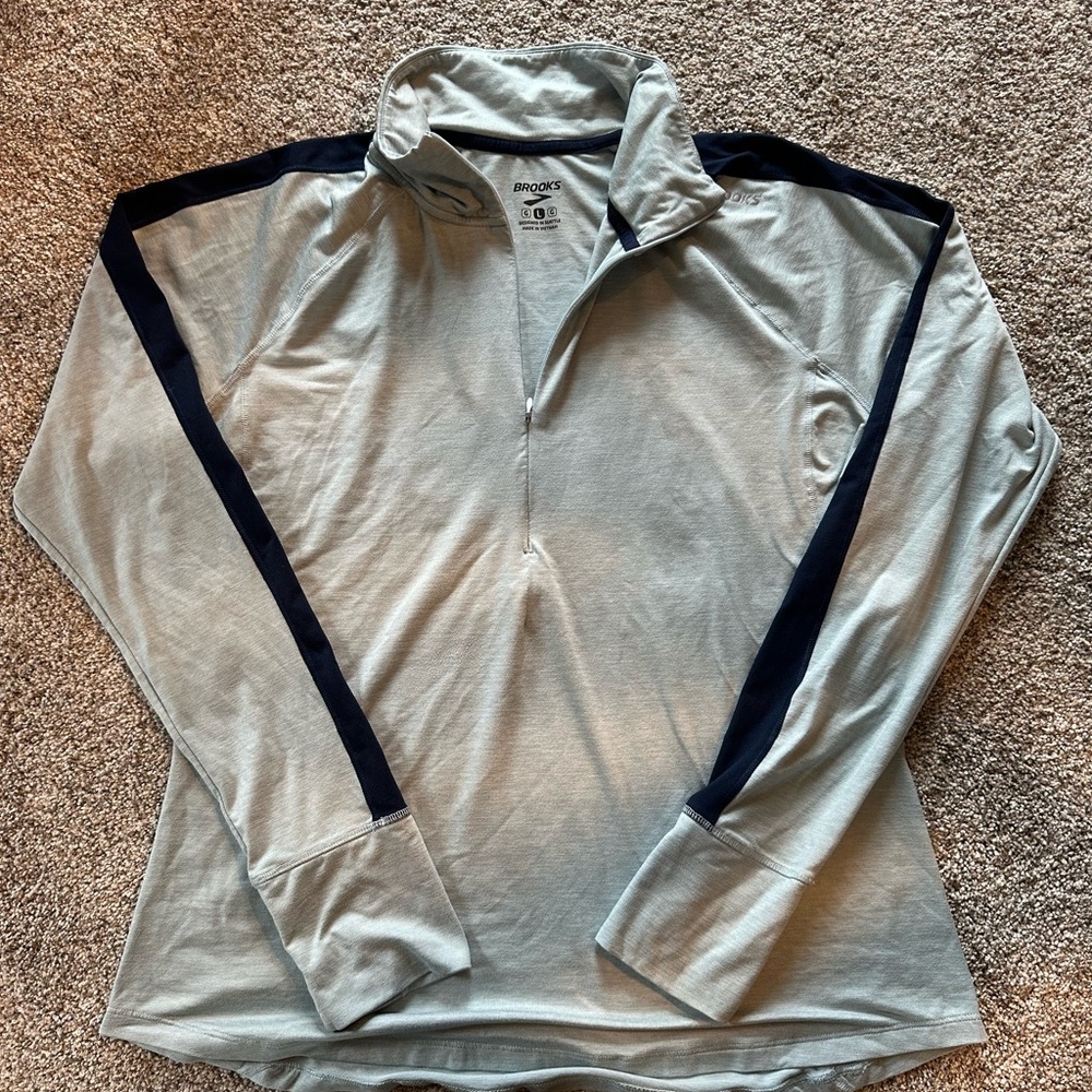 Brooks Light Blue and Navy Quarter-Zip Pullover